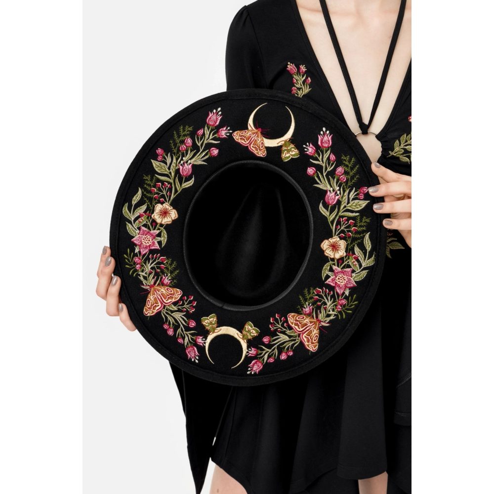 Restyle - Wildflower Fedora hut - Breiter Krempe - Schwarz